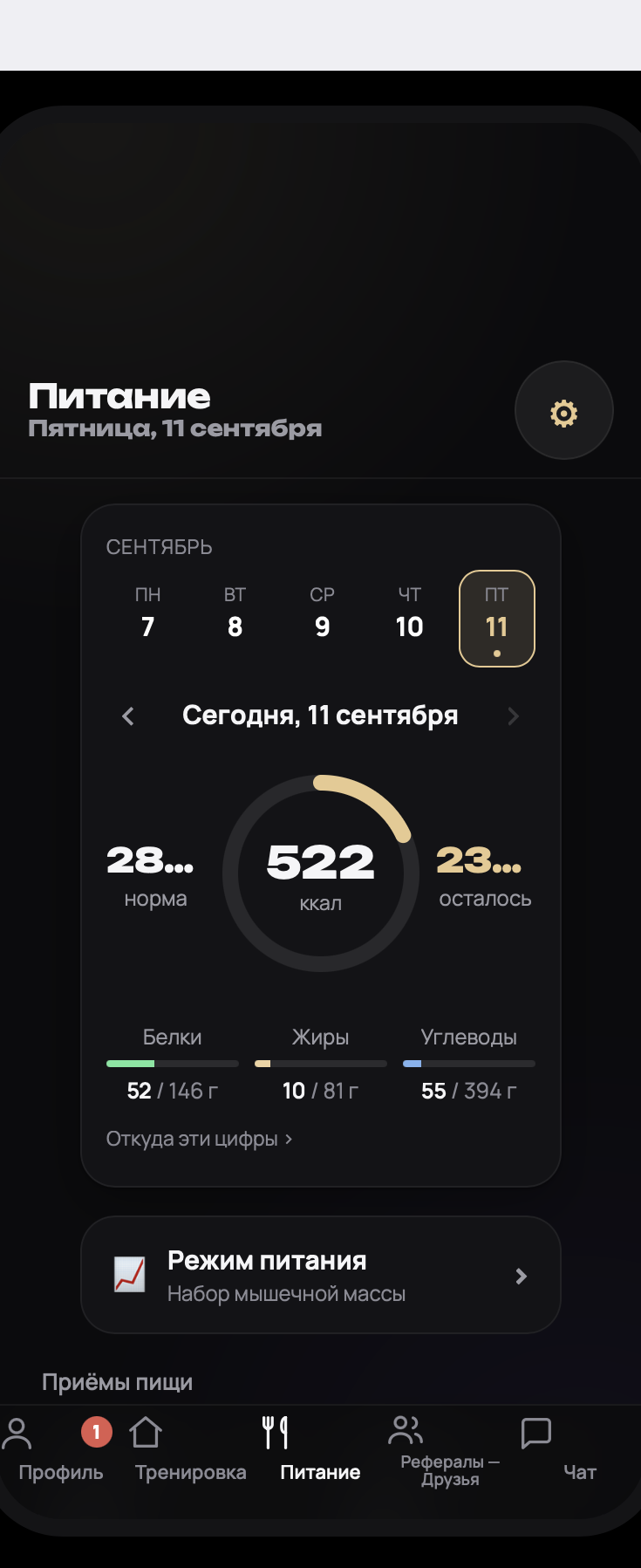 Дневник питания за день